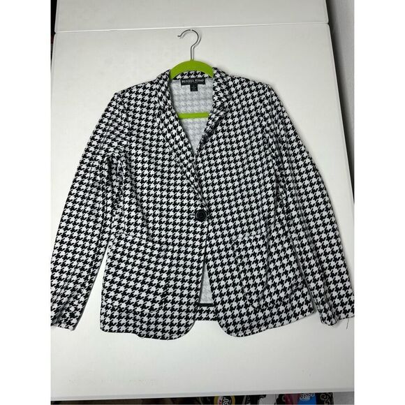 Russel Kemp Houndstooth Blazer Suit Jacket Black White Size S - Picture 5 of 9